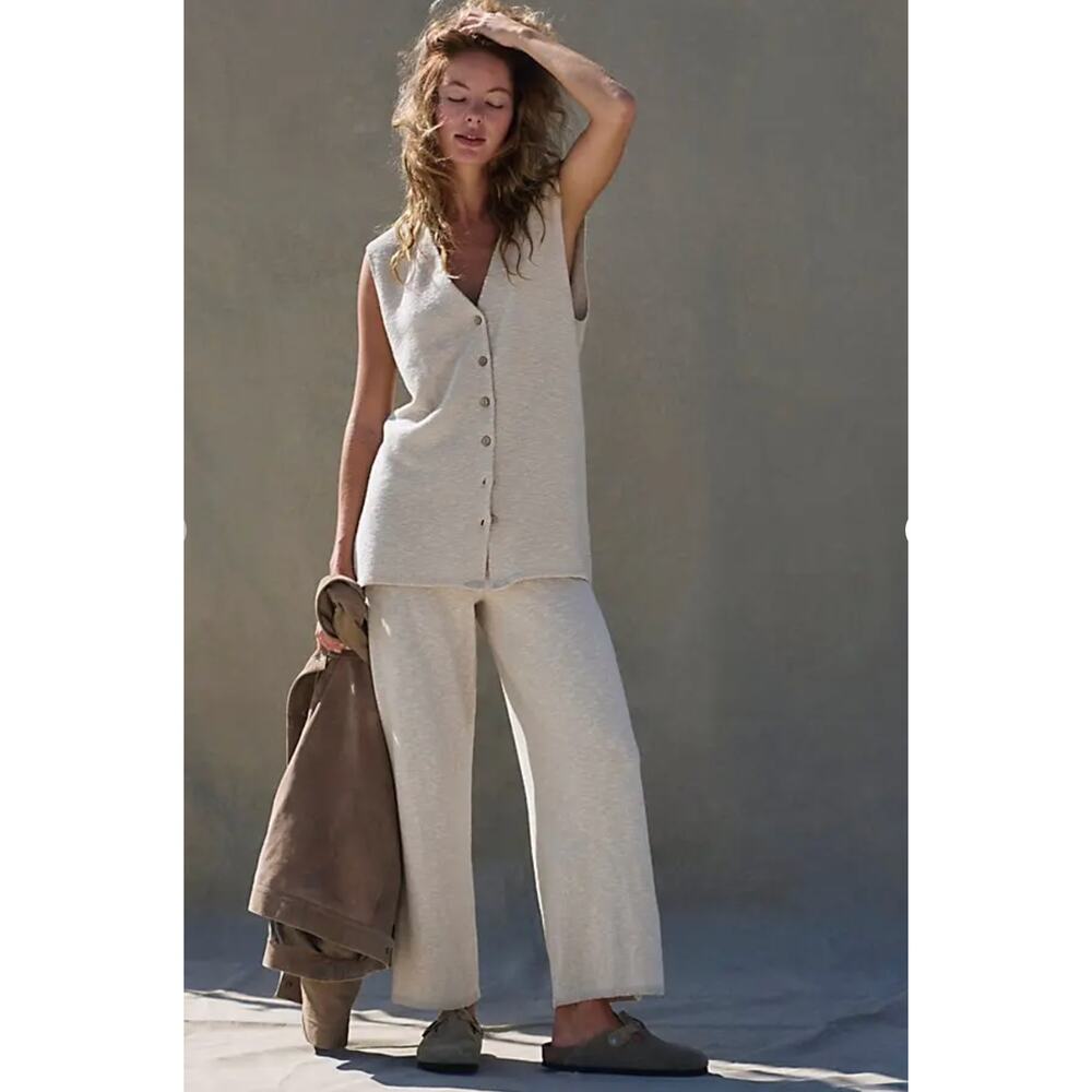 NWT Free People Beach Stockton Sweater Set | Sleet Grey | Size M - Picture 2 of 7